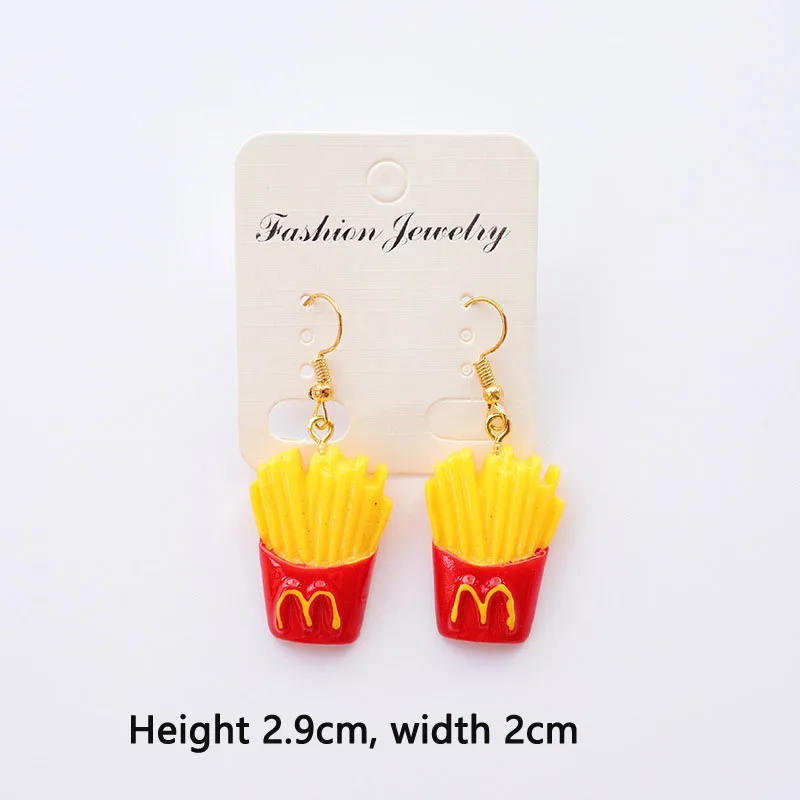 Ovxxons 1 Pair Explosive Popular Food and Play French Fries Earrings Creative Simulation Potato Chips Earrings Jewelry