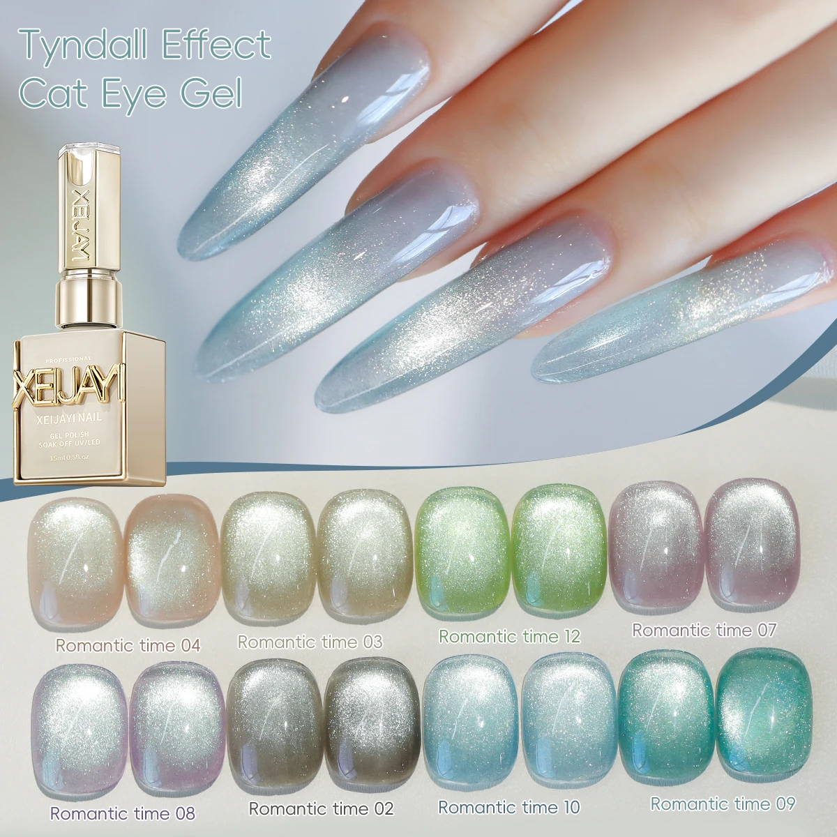 

8pcs cat eye nail polish gel Set 2025 new style Blue Pink cat eye nail art suitable for women's nail salon