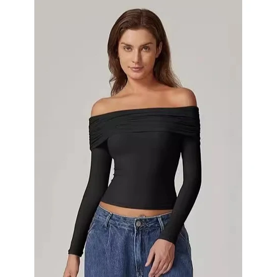 

Long Sve One oulder Base irt Milk Silk Blouse European Sle Slim Fit T-shirt ort Length Color для мужчин и женщин