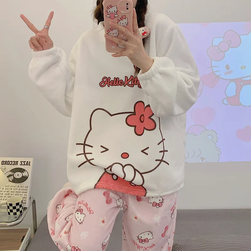 2023 Rice Grain Velvet Round Neck Pajamas Hangyodon Kitty Pochacco Long-Sleeved Cartoon Student Homewear Suit Anime Plush Toy