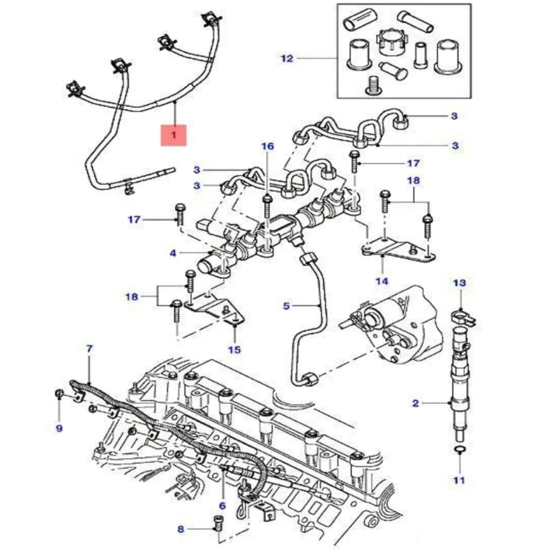 tubería fuga del inyector combustible 242d para tránsito 3S7Q9K022CC 3S7Q9K022DA 3S7Q9K022CD