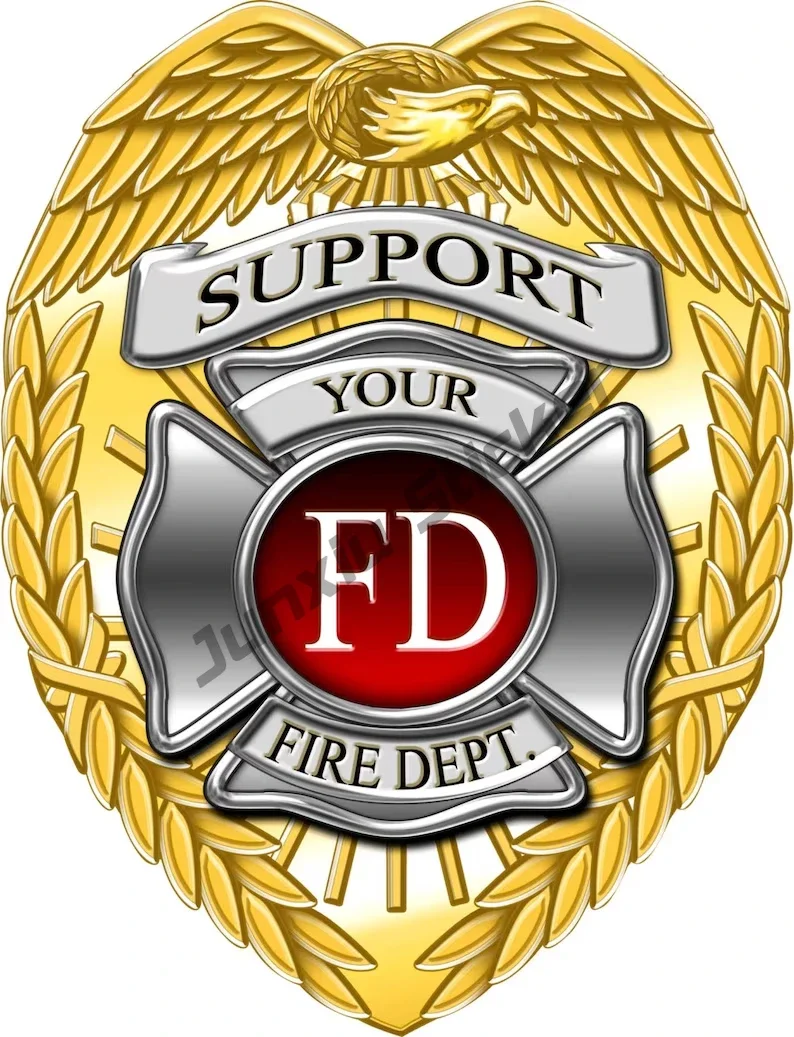 Fire Department Decal Full Color Firefighter with Axes Decal FD Sticker Support Firefighter Laptop Sticker