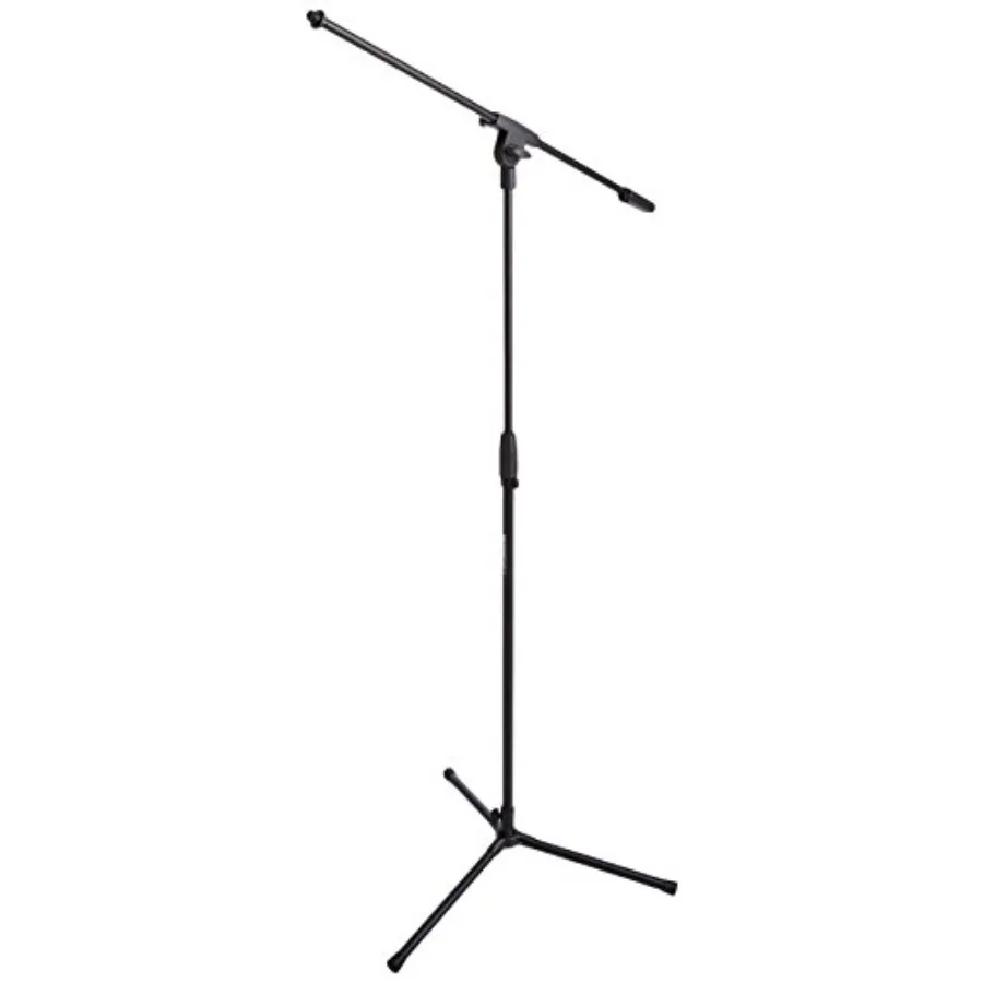 

B Adjustable Boom Arm Height Microphone Stand with Tripod Base Up to 85.75 Inches Black