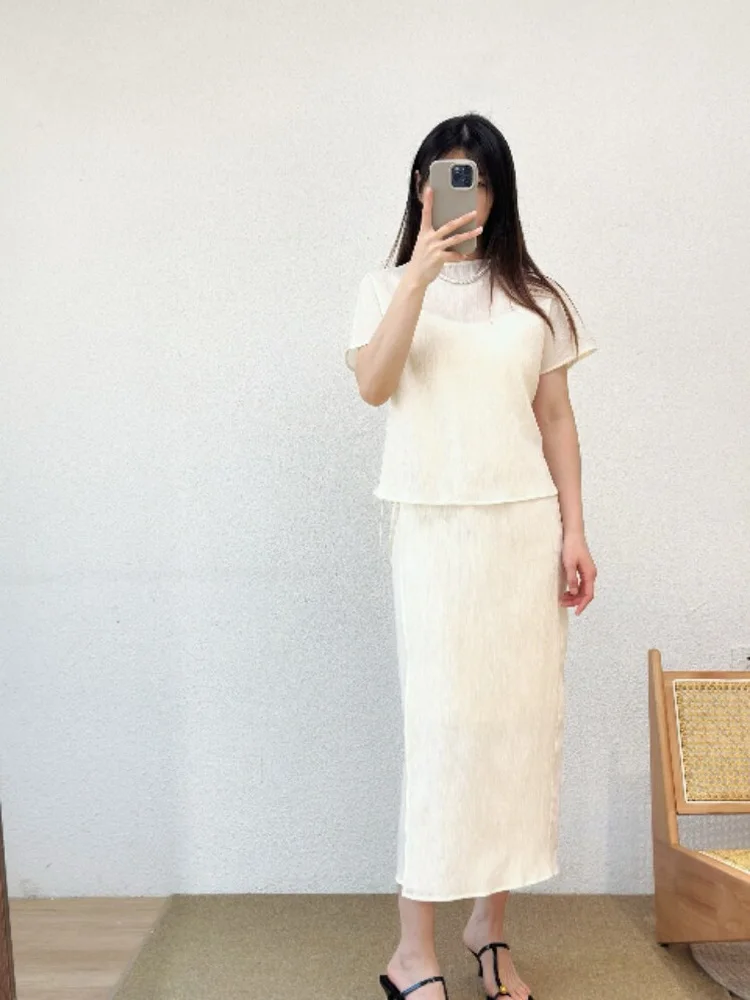 

Elegant Fashionable Mid-Length Straight Cut Midi Skirt Korean Style Unique Design Summer New Arrival Women's High Waist Cotto...
