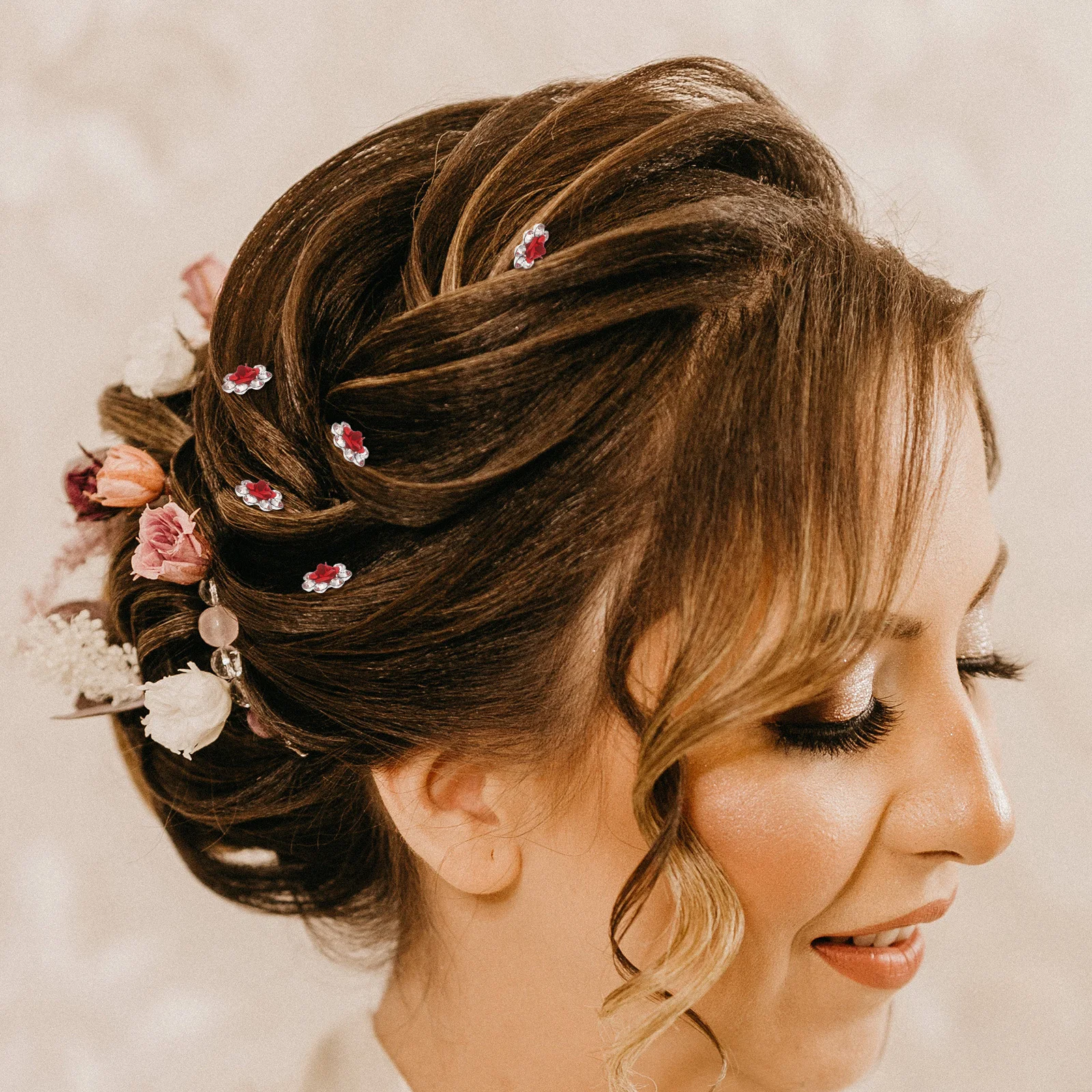 

20Pcs U Shaped Rose Crystal Hairpins Hair Clips Bridal Wedding Hair Accessories Rhinestone Hairpins Party Prom