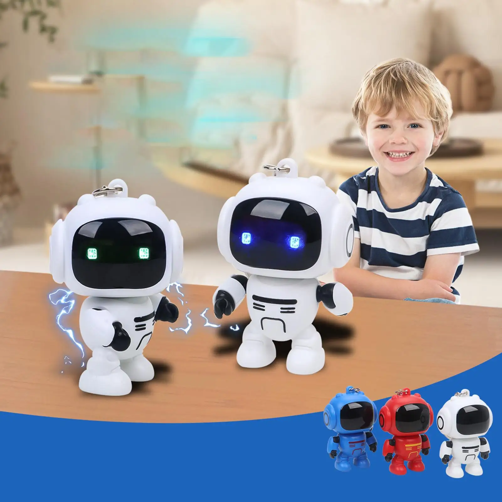 Breloczek Robot Ruchomy Przegubowy Wisiorek Robot Świecące Oczy Breloki do Plecaków dla Kobiet Mężczyzn Torba Portfel Tornister