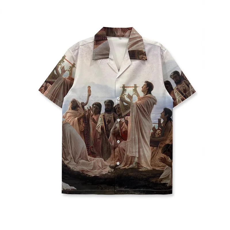 

Hawaiian trendy short-sleeved printed shirts for men, loose and casual beach couple shirts