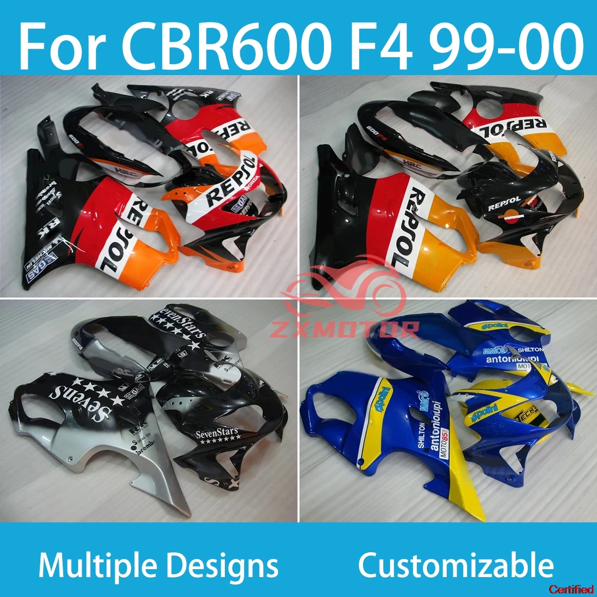 Complete Custom Pattern Fairing Fit Honda CBR600 F4 1999 2000 Blue Premium  CBR600 F4 99-00 Fairings