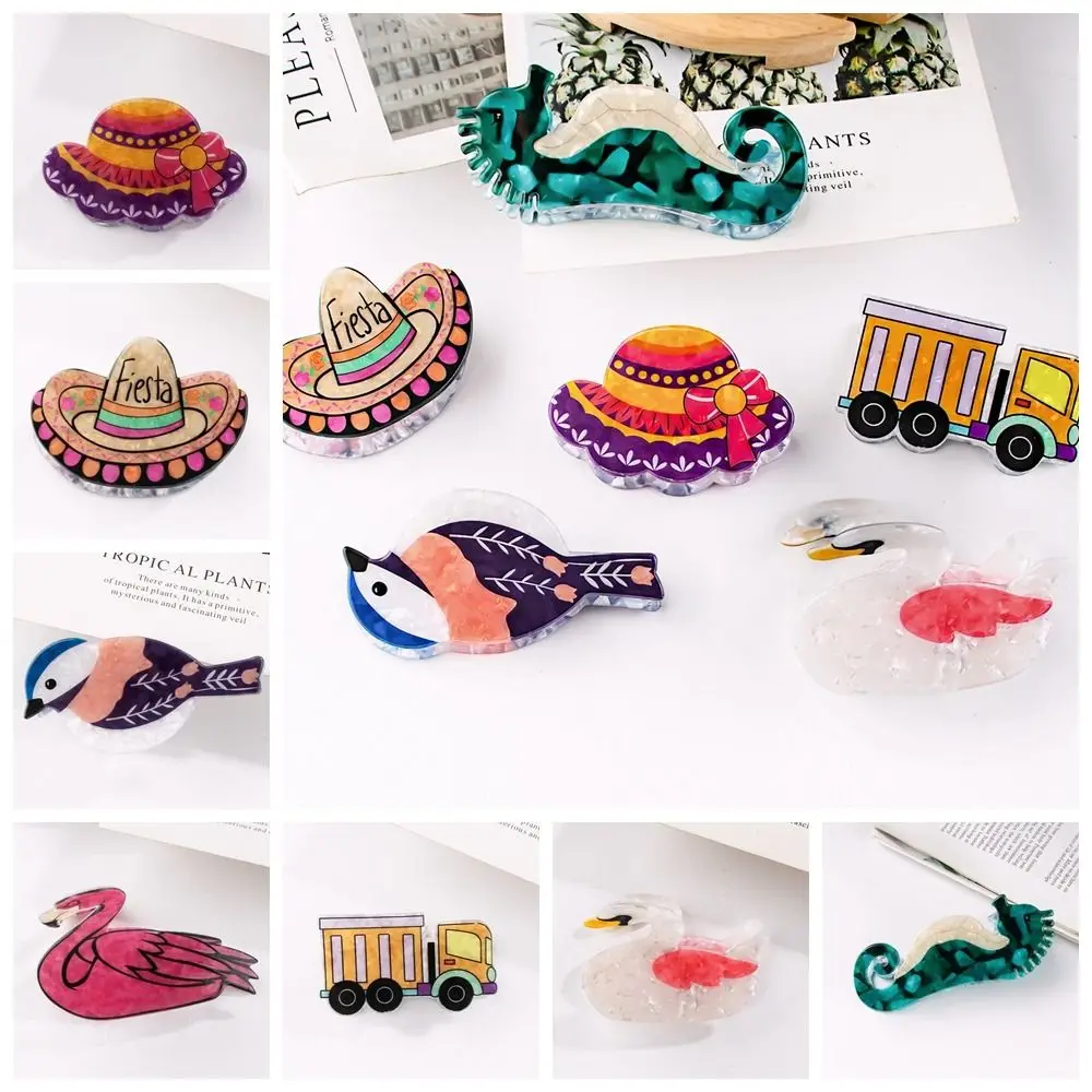 

Bird Animal Hair Claw Sweet Grab Clip Straw Hat Animal Shark Clip Headwear Geometry Swan Hair Clip Female