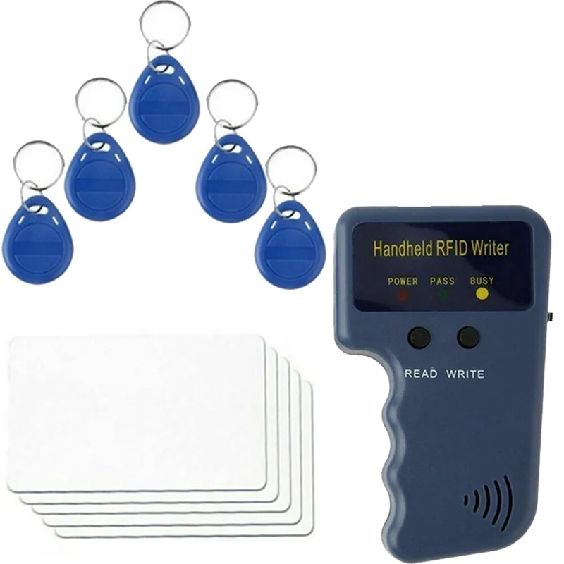 1Set EM4100 RFID Copier Writer Duplicator Programmer Reader + T5577 EM4305 Rewritable ID Keyfobs Tags Card Plastic 125Khz