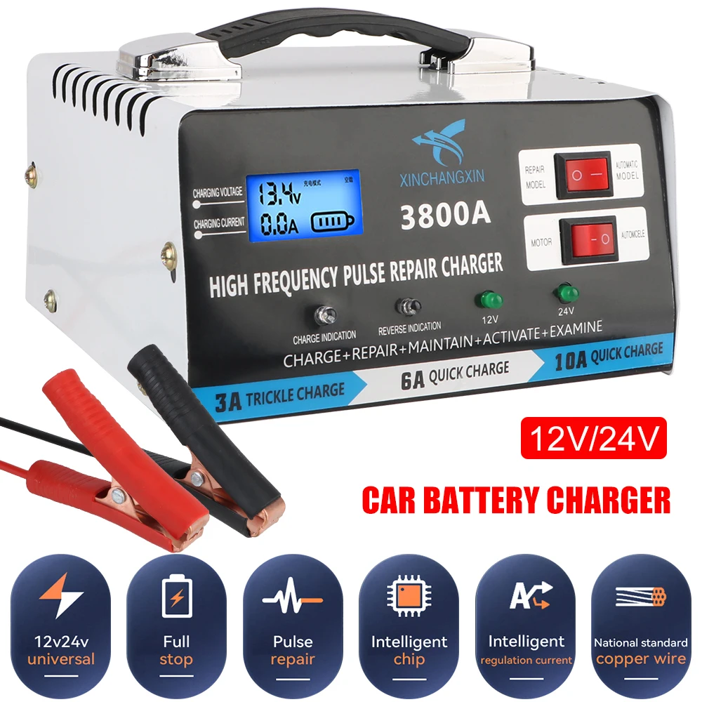

300W Chargers For Household Storage Battery Intelligent Pulse Repair Lead Acid AGM Batteries Car Battery Chargers 24V 12V 10A