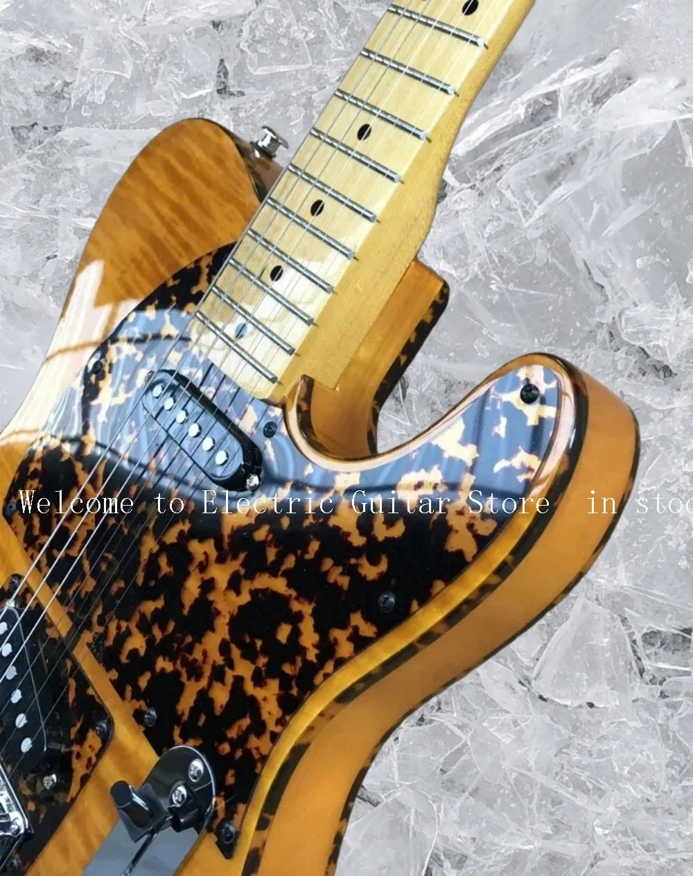 Madcat Mad Amber Yellow Flame Electric Guitar Leopard Pickguard &Body Binding #ASP654286
