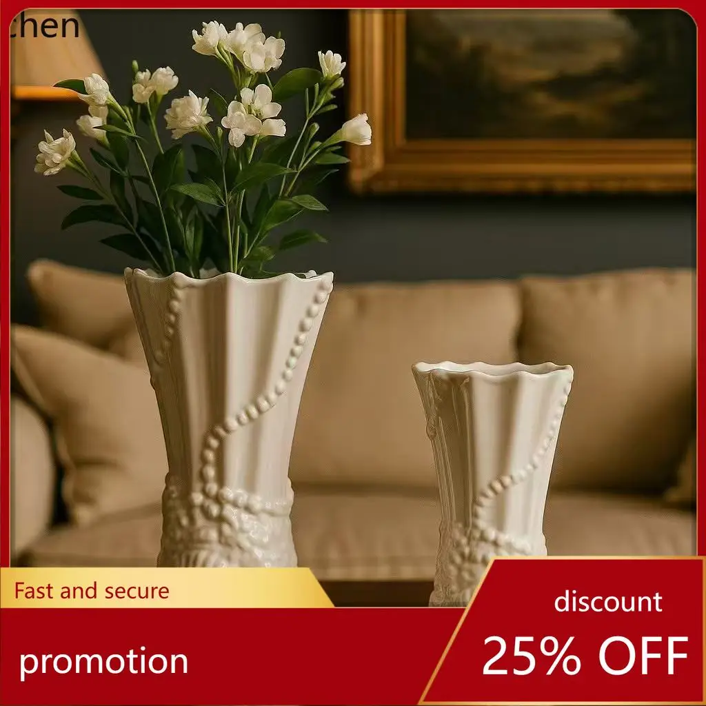 YFY ceramic vase - premium large diameter vase for fresh flowers, living room dining table,  ornamental piece