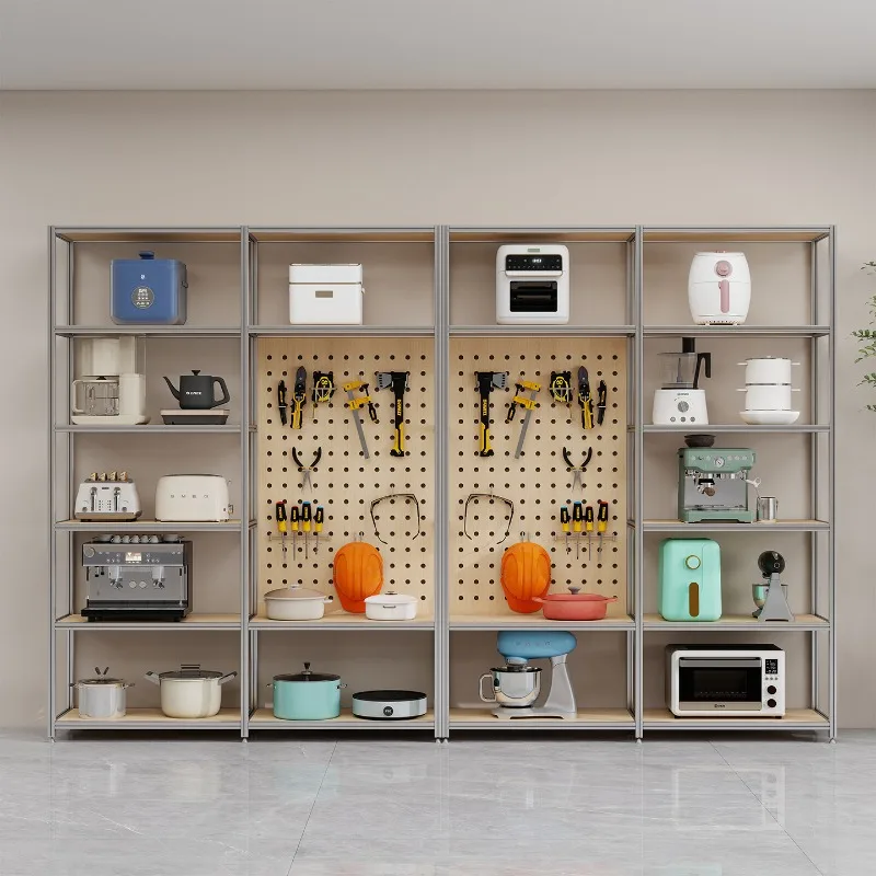 Industrial wind aluminum profile multi-layer baffle rack, toolbox display rack