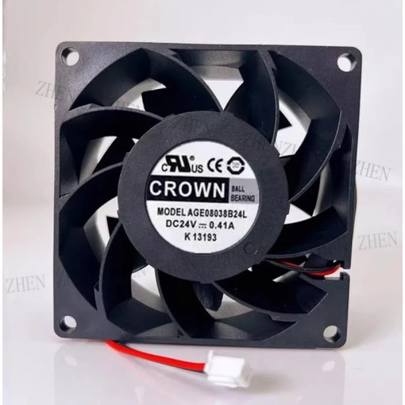 

Y FOR CROWN AGE08038B24L 8038 DC24V 0.41A 8CM 2-Wire Inverter Cooling Fan