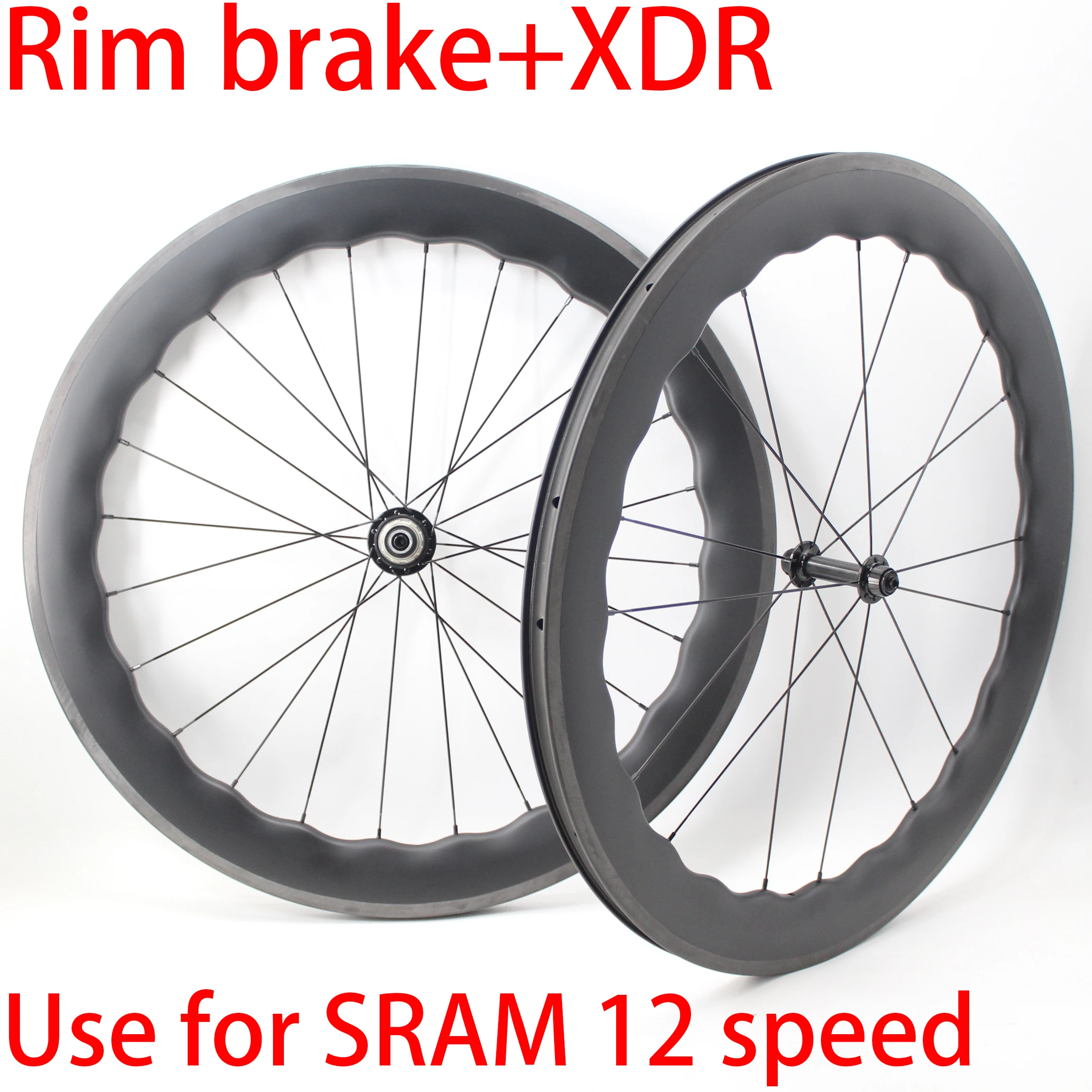 

Newest 700C Road Bike UD Full Carbon Fibre wheelset wave 25mm clincher tubeless Rim brake +XDR 12 Speed Carbon Bicycle Wheelset