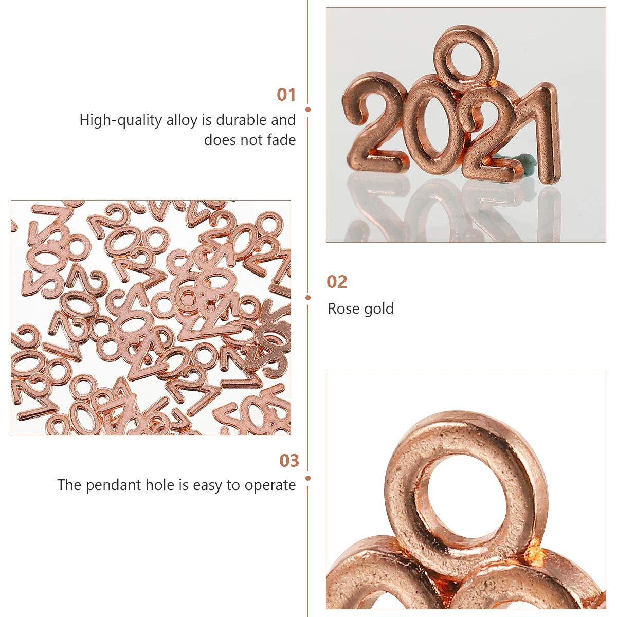 

100 Pcs Jewelry Souvenir Pendant Charms Bulk Pendants Crafts Year Connectors Golden Number