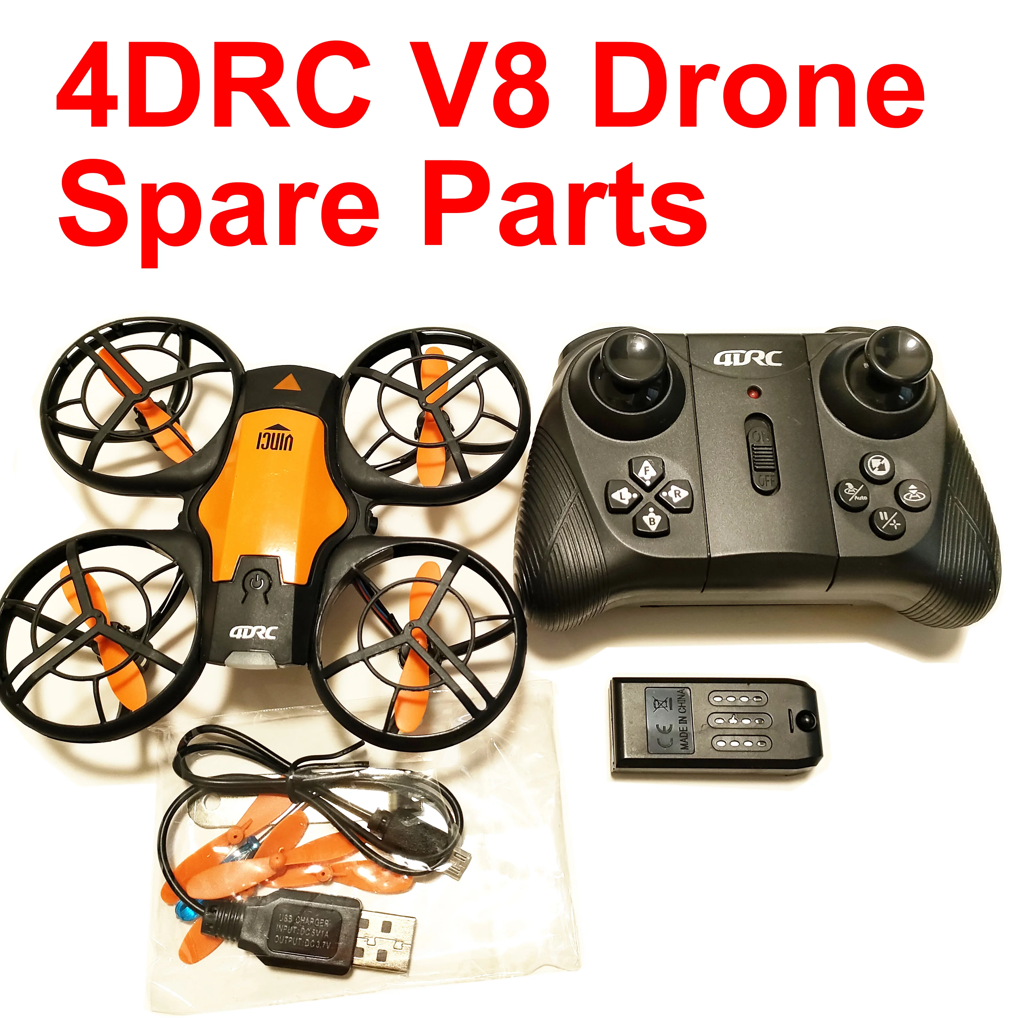 4DRC V8 Mini RC Quadcopter Drone Spare Parts Body Propeller Motor Frame Engine Motor Charging Wire Battery Receiving