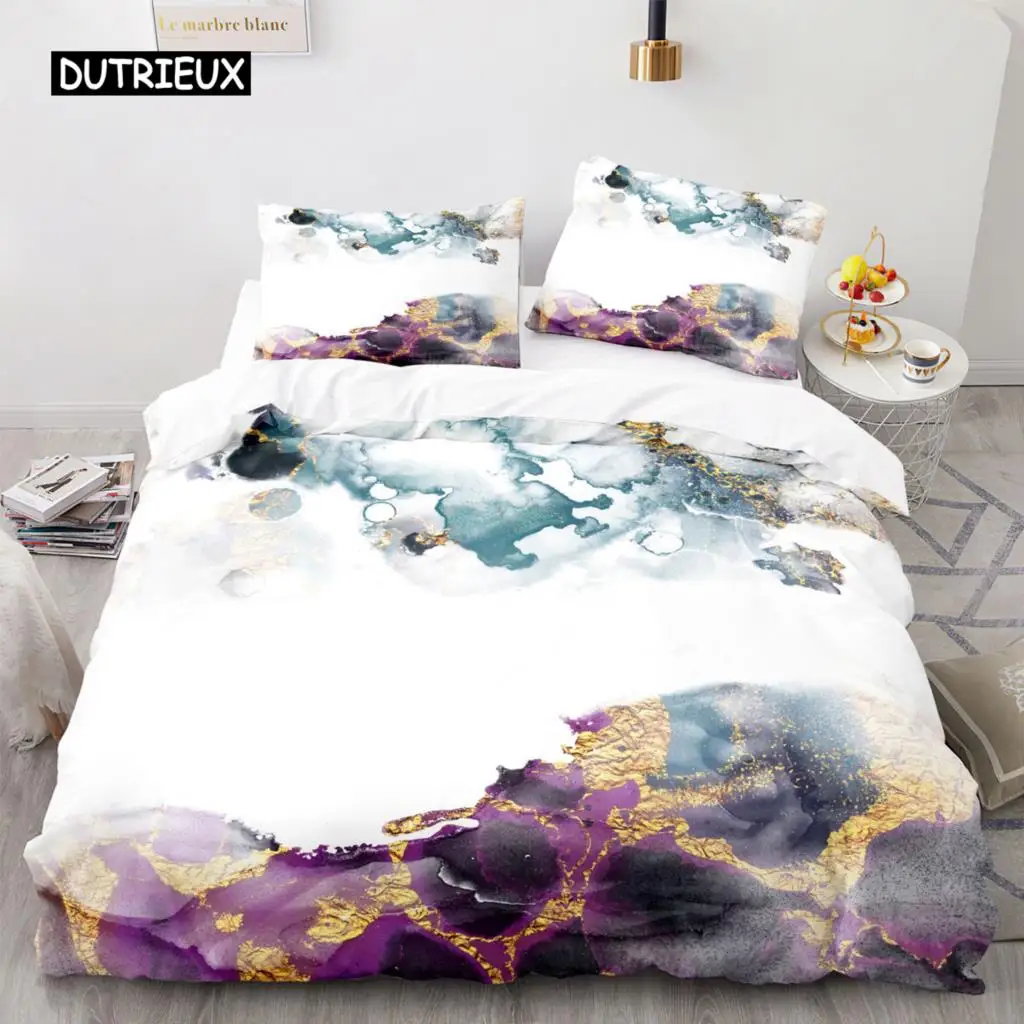 

Marble Duvet Cover Set Microfiber Green Black Gold Abstract Pattern Quilt Cover for Girl Women Double Queen King Comforter Cover