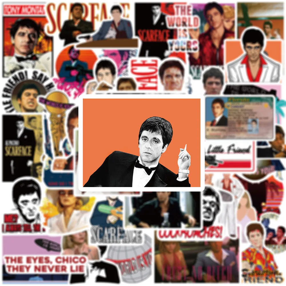 10/30/50pcs Classic Movie Scarface Stickers Decals for Water Bottle Fridge Laptop Phone Cartoon Cool Waterproof Sticker Toy Gift