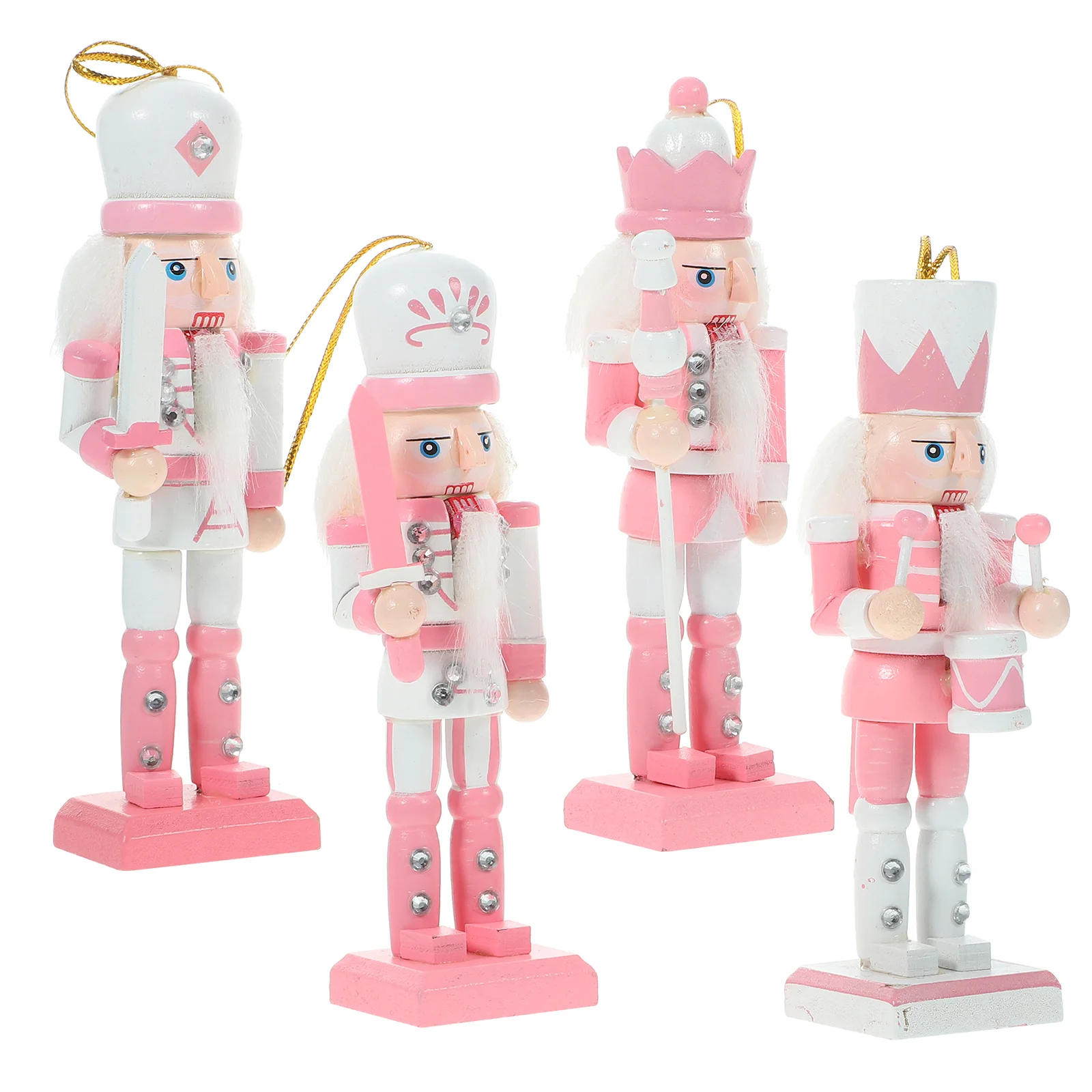 

4 Pcs Outdoor Christmas Decorations Nutcracker Pendant Xmas Gift Wooden Nutcrackers Toys