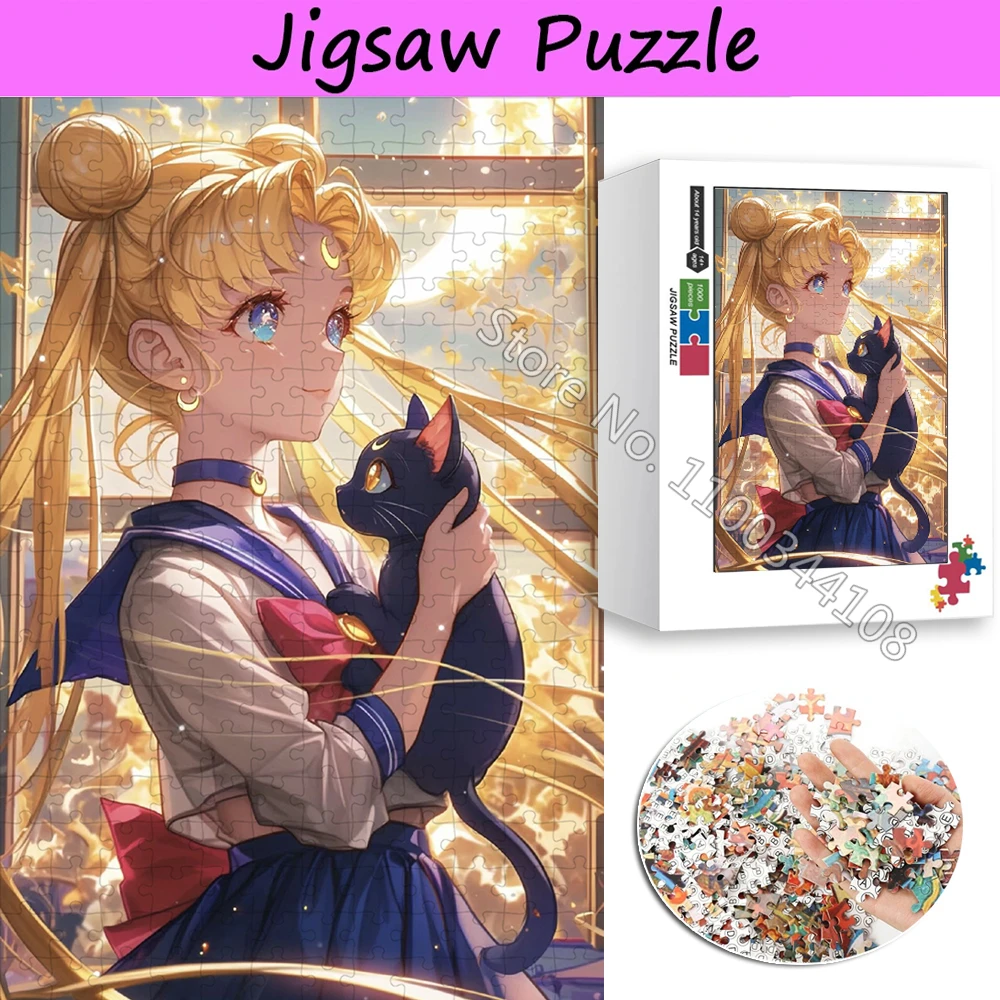 300/500/1000 Pieces Sailor Moon Puzzles Popular Anime Cartoon Jigsaw Puzzle Children's Handmade Toys Adult Decompression Game