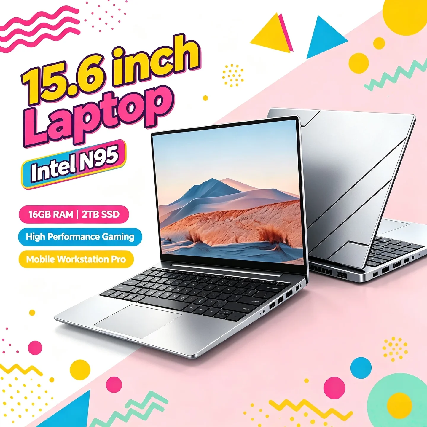Intel N95 2TB SSD 32GB RAM 15.6 Inch Gaming Laptop Fingerprint Unlock WiFi 6 4K Ultrabook Pro Max Elite