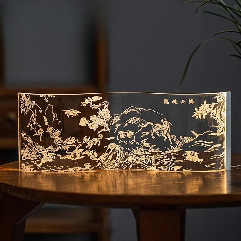 

Chinese Mountains and Seas Theme Small Night Light Adjustable Desktop Decorative Lamp Chinese Style Atmosphere Light