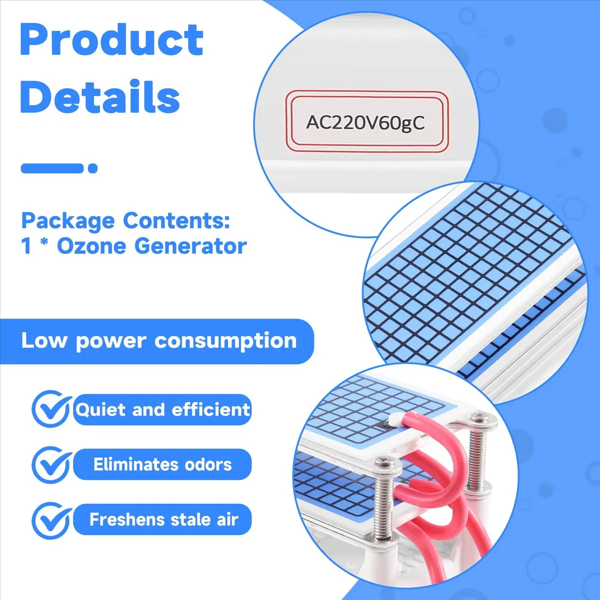 A58Z 60G/H Generator Air Cleaner Ozonizer Purifier Treatment Formaldehyde Remove Odor Machine 220V