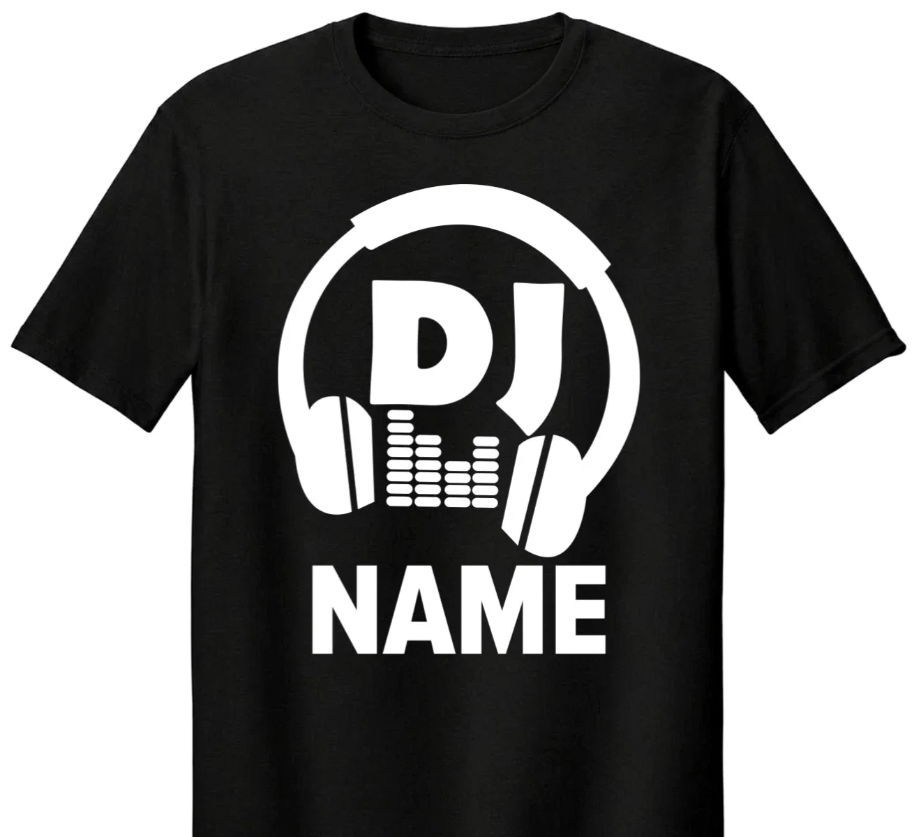 Custom DJ Name T-Shirt Headphone Music Equalizer Graphic Tee Personalized DJ Name Print Short Sleeve Cotton Tops Men Women Party