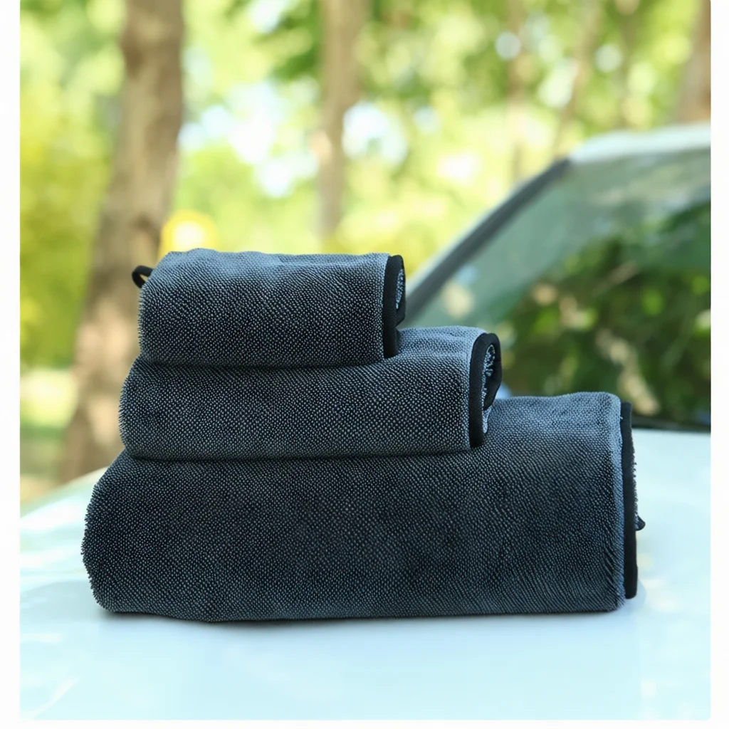 Super Absorbent Car Cleaning Cloth Thickened Microfiber Braided Rag Drying Towel For Auto Detailing Scratch Free Car Wash