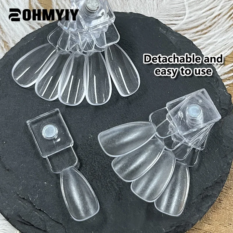 24pcs Magnetic False Nail Tip Display Clear Natural Color Card Polish Gel Stand Board Nail Palette Manicure Nail Glue Practice