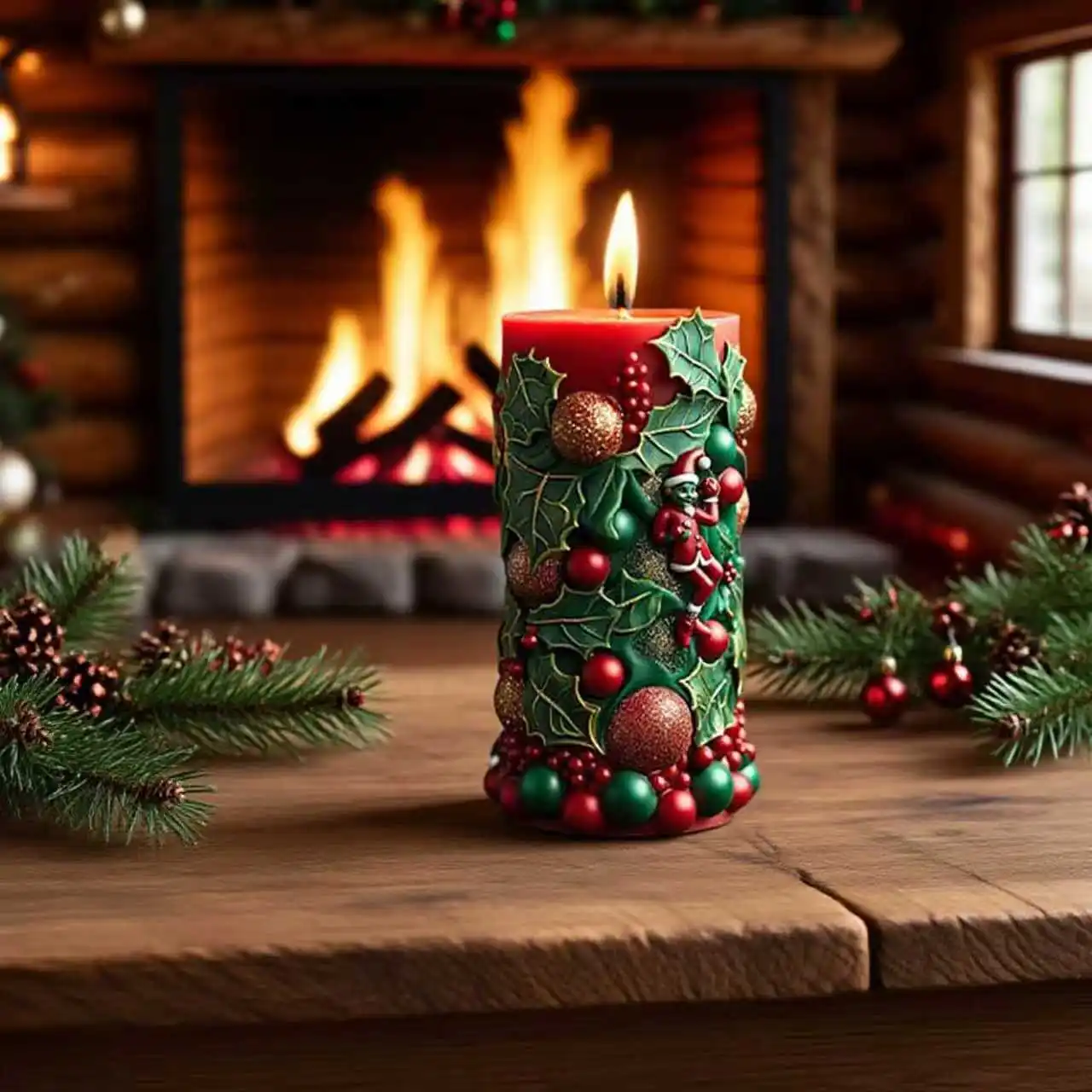 

Christmas Holly Candlestick 3D Silicone Mold For DIY Festive Aromatherapy Candle For Holiday Home Decor And Handmade Gifts