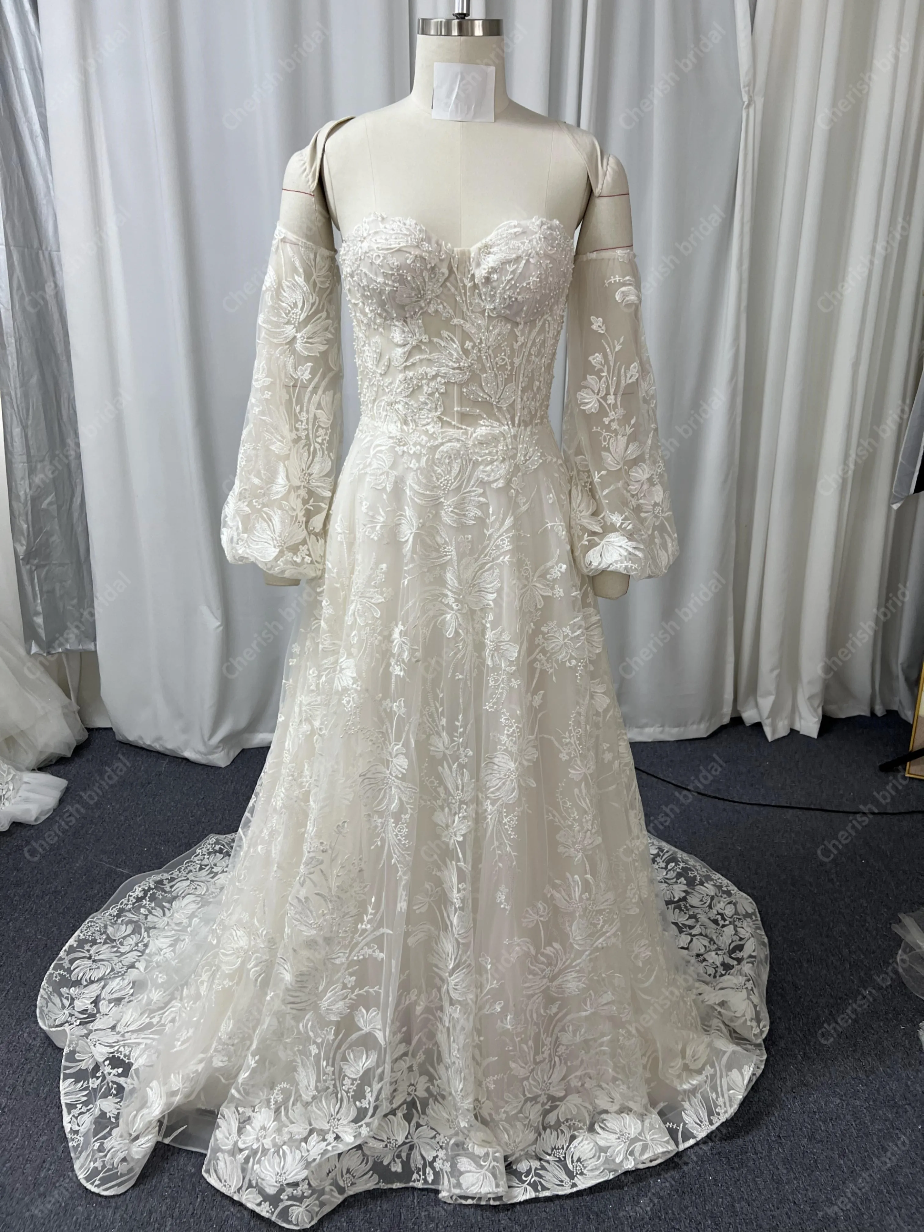 

AJ2202 Wedding Dress Lace Applique A-line Wedding Dresses Strapless Champagne Brides Wedding Dresses Women 2024 High Quality