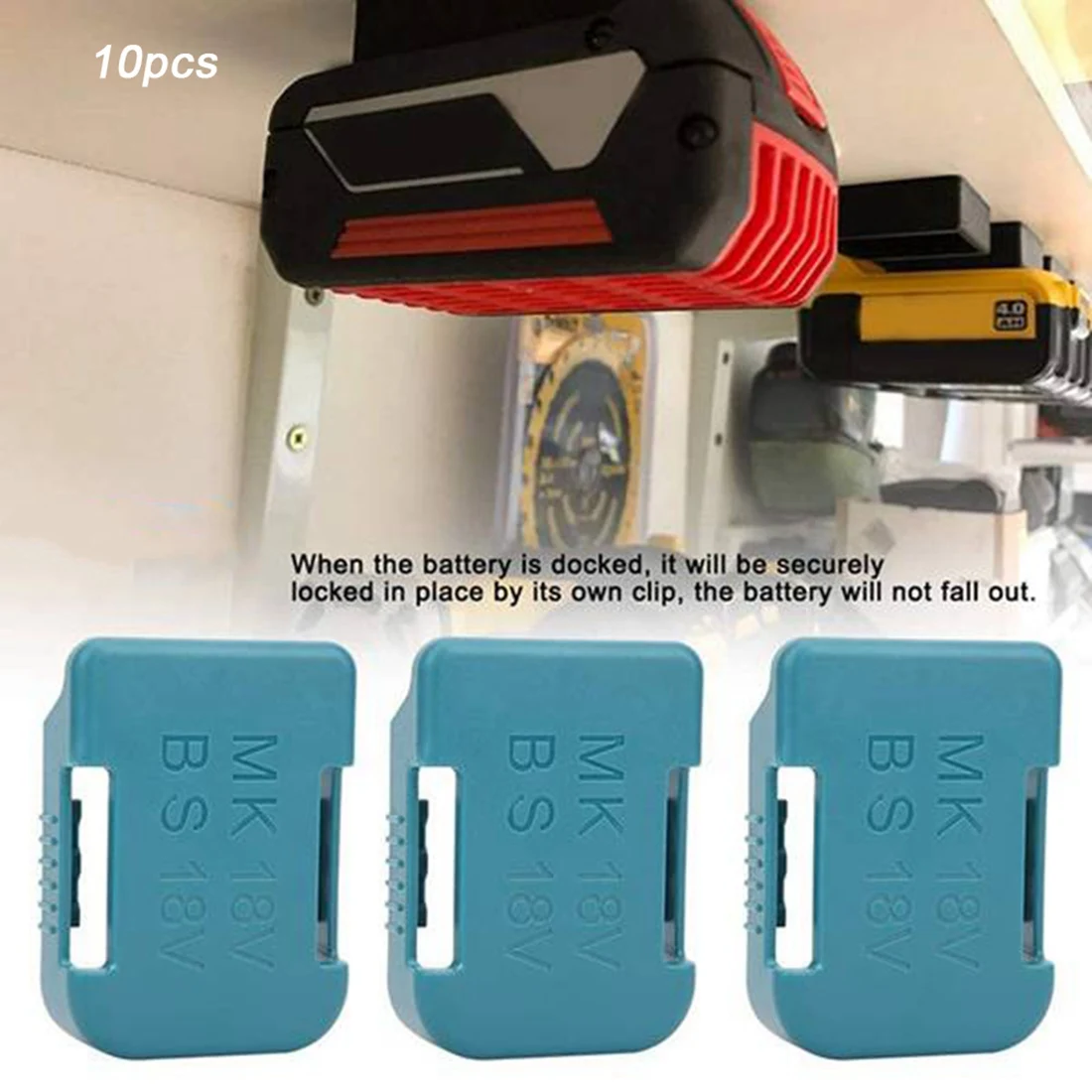 10 Pcs New for Makita 18V Fixing Devices Battery Storage Rack Holder Case(Blue)