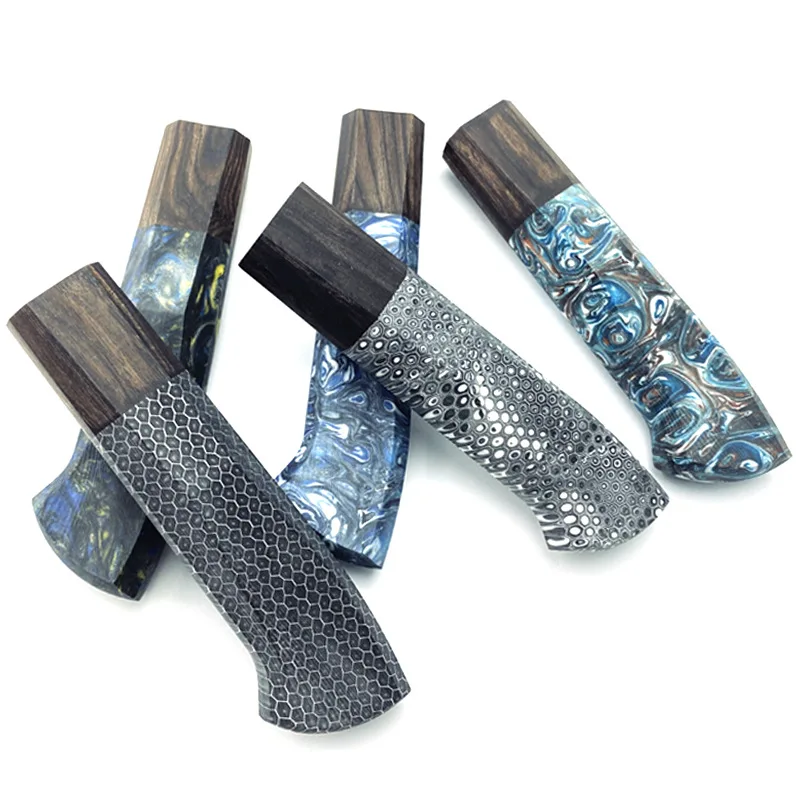 

5 Types CNC Ebony + Resin Material Honeycomb Pattern Japanese Style Octagonal Wooden Kitchen Fish Knife Handle Scale DIY Parts