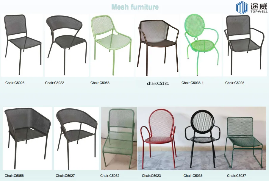 طاولة طعام معدنية بتصميم عصري وكرسي شبكي خارجي وطاولة طعام للمطاعم وكرسي