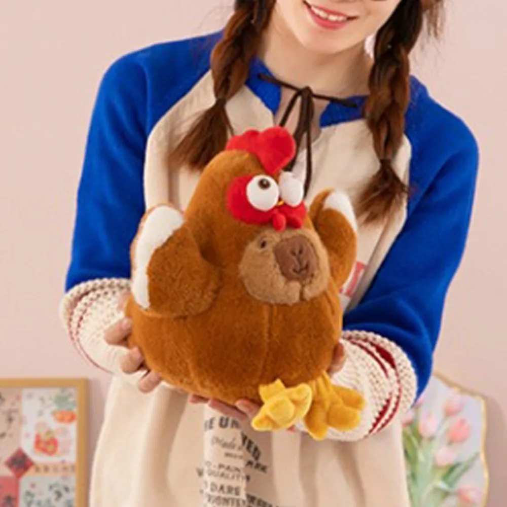 Kawaii Gallina Pollo Capibara Peluche Morbido e Soffice Pollo Capibara Bambola di Cotone Animale Capibara Marrone Bambola di Pezza Compleanno