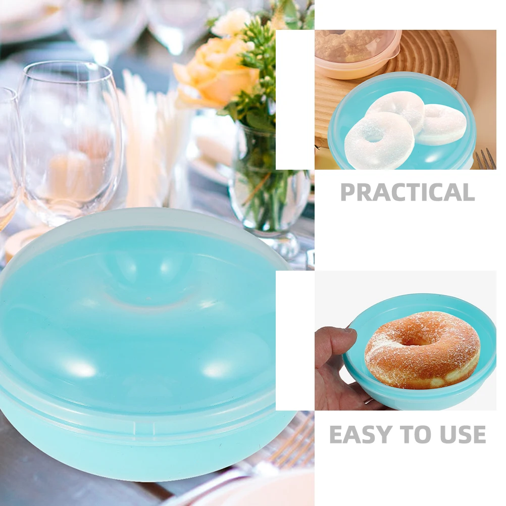 

2 Pcs Blue Green Bread Storage Containers Bagel Microwavable Preservation Airtight Loaf Keeper Kitchen