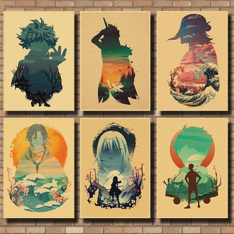 Japan Anime Comics Kraft paper Poster Cartoon Posters Painting Wall Art Home Decor Pictures For Living Kids Room Decoration