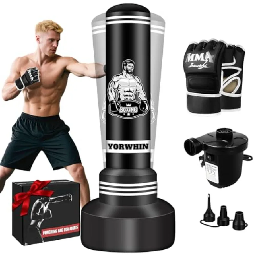 

Heavy Punching Bag with Stand Adults Teens, 70" Freestanding Punching Bag with Boxing Gloves and Electric Air Pump, Women Men S