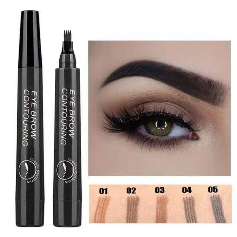 4D Microblading Eyebrow Pen 4 Forks Tip Eyebrow Tattoo Pencil Long Lasting Fine Sketch Liquid Eye Brow Make Up