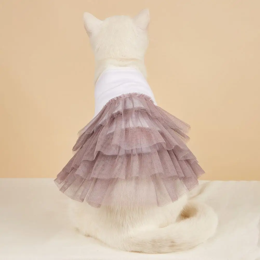 Dog Dress Sweet Style Cotton Yarn Hem Puppy Skirt Adorable Cotton Mesh Cats Dogs Dresses Adorable Pet Clothing For Daily Wear