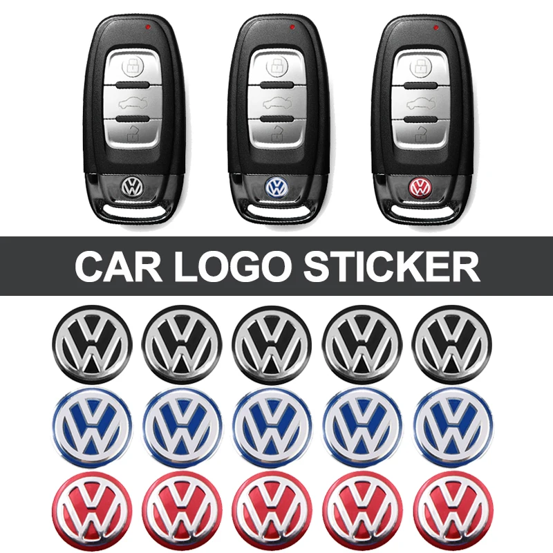 14mm Car Remote Key Sticker Aluminum Emblem Decal For Volkswagen GTI Golf Polo Passat Tiguan Touareg Magotan T-ROC Touran Beetle