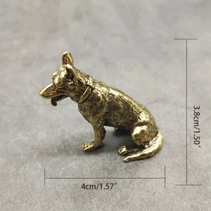Bronze Metal Lucky Fortune Dog Statue, kleine Ornament, Welpe, Wolfsstatuetten, chinesischer Tisch, Tee -Haustierdekoration 10 Hauptverkaufsstatue Wolf - №2