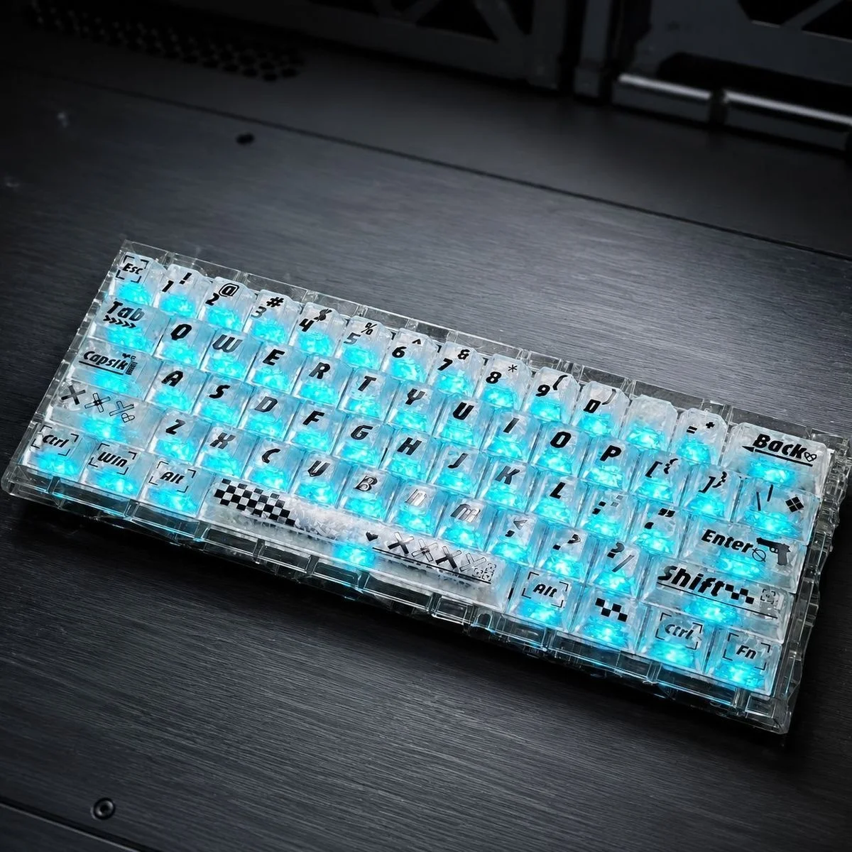 Printstream White Carbon Fiber Texture Transparent PC Keycaps Double Shot Cherry Profile Keycap for Gateron Mechanical Keyboard - view 4