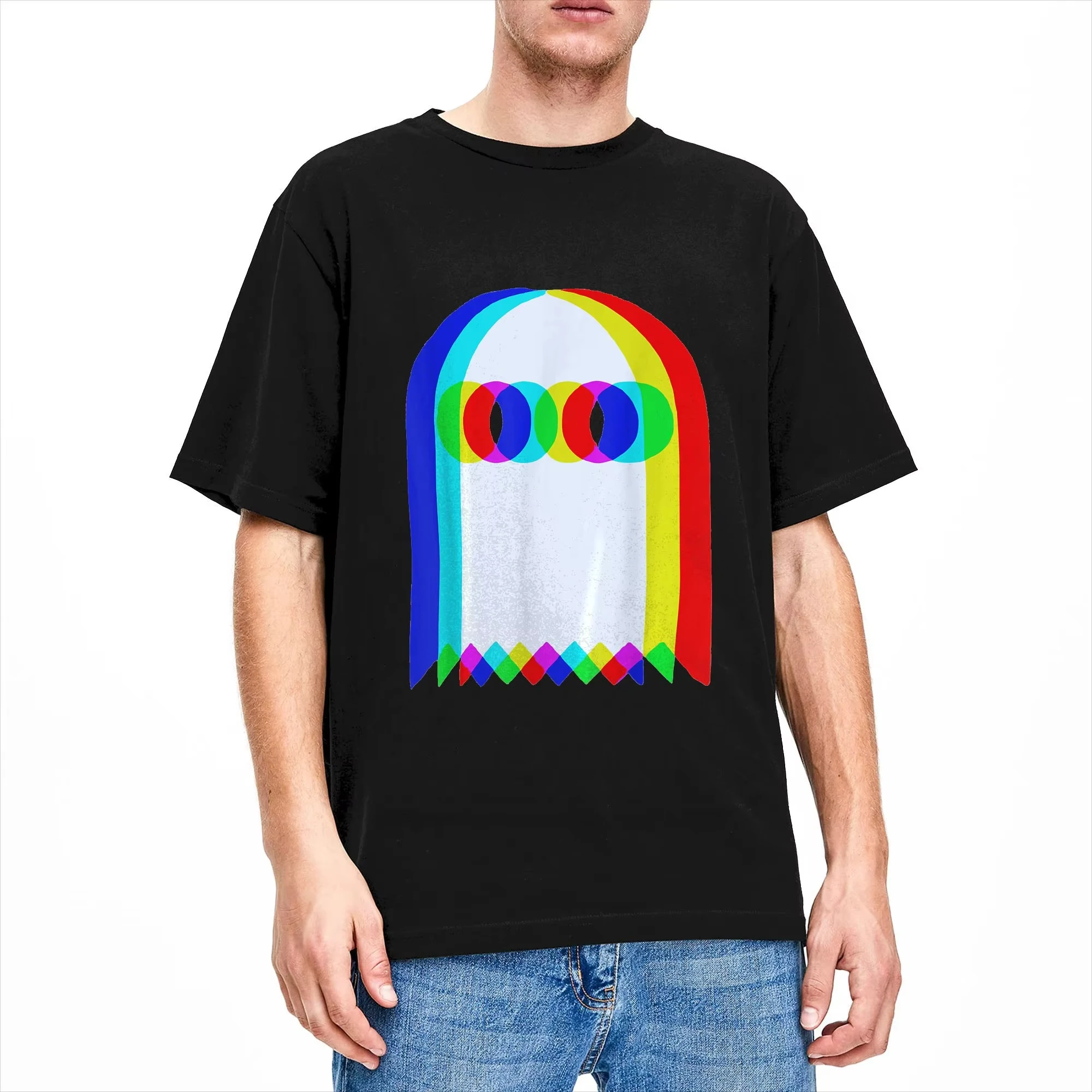 Streetwear T Shirt Summer Ghost Trippy Vaporwave Halloween Techno Rave EDM DJ Music Novelty T Shirts Cotton Tshirt Short Sleeve