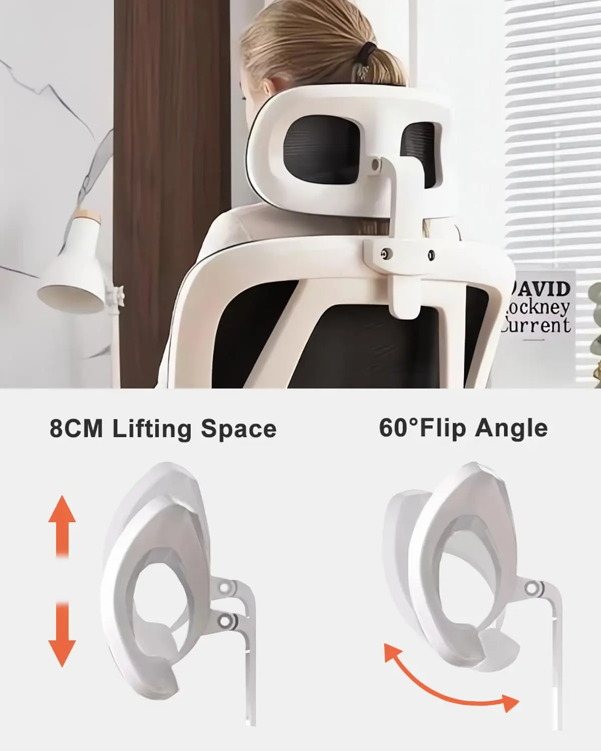 Home Office Chair Work Swivel Chairs with Wheels, Breathable Mesh Back Gaming Chair Adjustable Headrest image 6