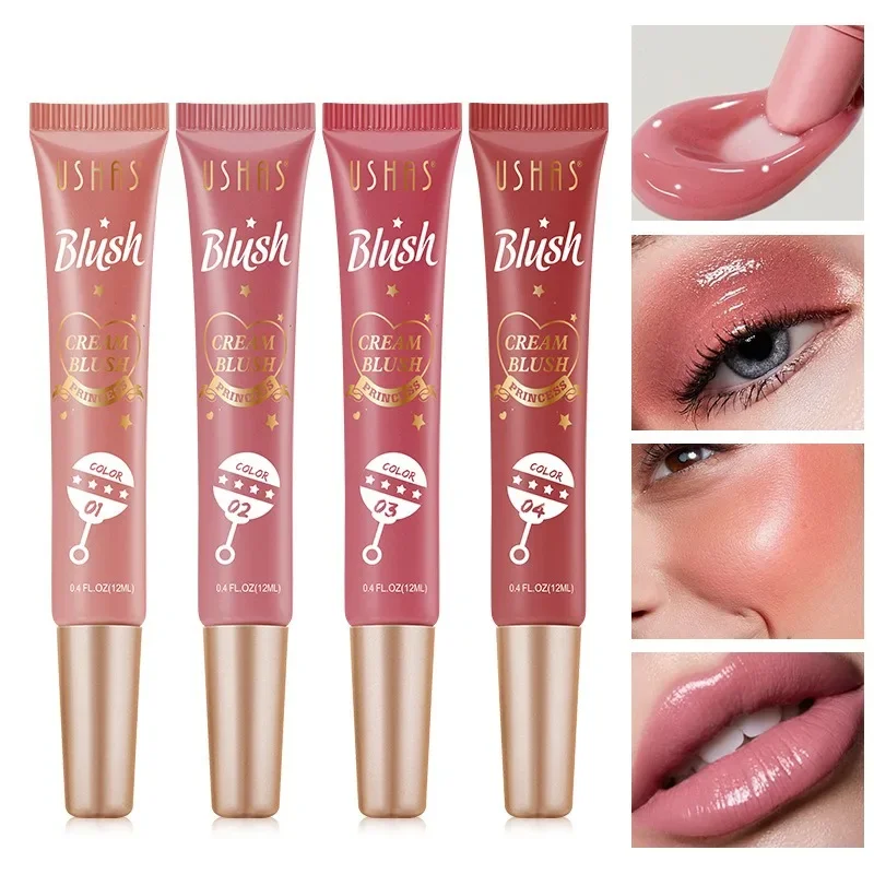3-in-1 Long-Lasting Liquid Blush Facial Contouring น้ําหนักเบา Soft Cream Blush กันน้ํา Facial Blush Stick สําหรับ Cheek Eye Lip