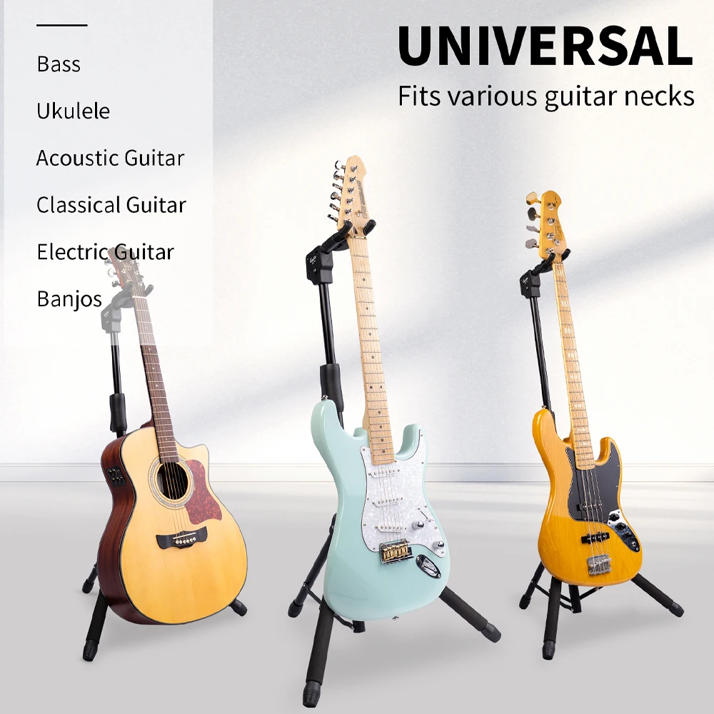 GGS-06 Multi-Function Tripod Guitar Stand Portable Foldable Floor Stand Acoustic/Electric Guitar, Bass Adjustable Height Stand